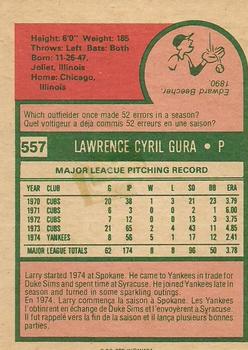 1975 O-Pee-Chee #557 Larry Gura Back