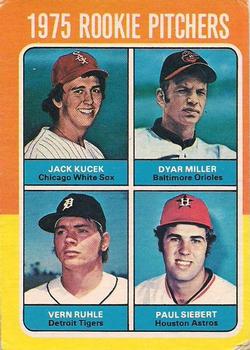 1975 O-Pee-Chee #614 1975 Rookie Pitchers (Jack Kucek / Dyar Miller / Vern Ruhle / Paul Siebert) Front