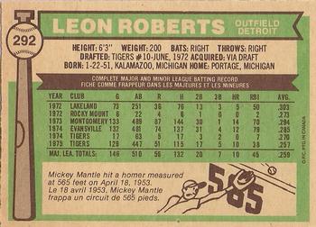 1976 O-Pee-Chee #292 Leon Roberts Back