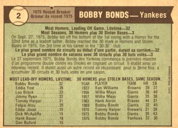 1976 O-Pee-Chee #2 Bobby Bonds Back