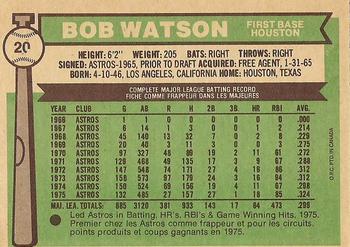 1976 O-Pee-Chee #20 Bob Watson Back