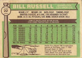 1976 O-Pee-Chee #22 Bill Russell Back
