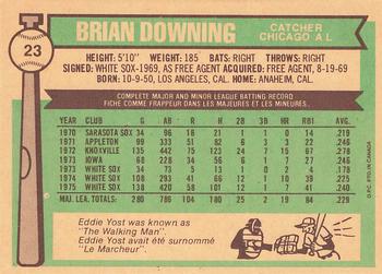 1976 O-Pee-Chee #23 Brian Downing Back