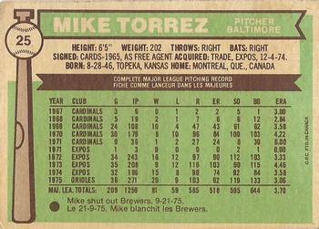 1976 O-Pee-Chee #25 Mike Torrez Back