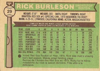 1976 O-Pee-Chee #29 Rick Burleson Back
