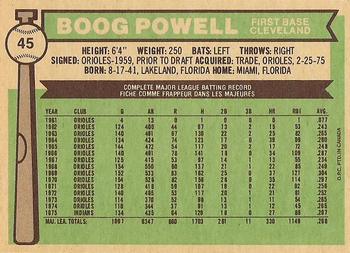 1976 O-Pee-Chee #45 Boog Powell Back