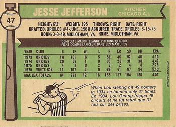 1976 O-Pee-Chee #47 Jesse Jefferson Back