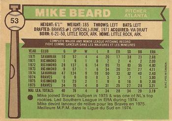 1976 O-Pee-Chee #53 Mike Beard Back