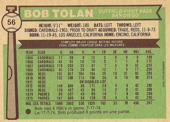 1976 O-Pee-Chee #56 Bob Tolan Back