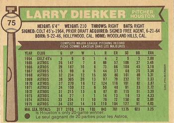 1976 O-Pee-Chee #75 Larry Dierker Back