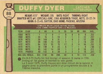 1976 O-Pee-Chee #88 Duffy Dyer Back