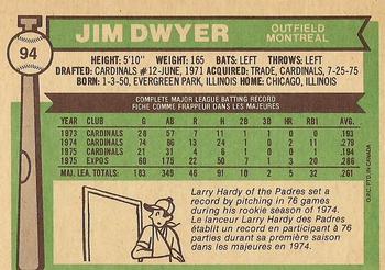 1976 O-Pee-Chee #94 Jim Dwyer Back
