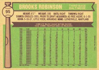 1976 O-Pee-Chee #95 Brooks Robinson Back