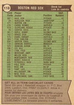 1976 O-Pee-Chee #118 Boston Red Sox / Darrell Johnson Back