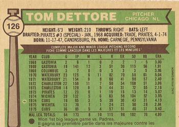 1976 O-Pee-Chee #126 Tom Dettore Back