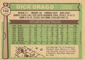 1976 O-Pee-Chee #142 Dick Drago Back