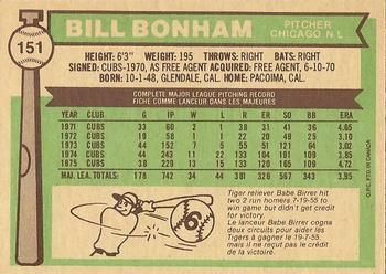1976 O-Pee-Chee #151 Bill Bonham Back
