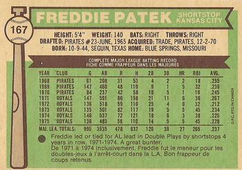 1976 O-Pee-Chee #167 Freddie Patek Back