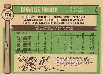 1976 O-Pee-Chee #174 Charlie Hough Back