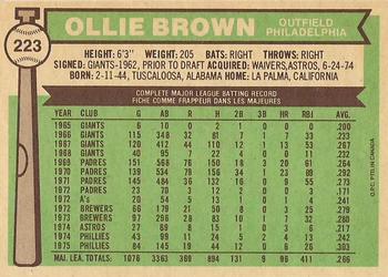 1976 O-Pee-Chee #223 Ollie Brown Back