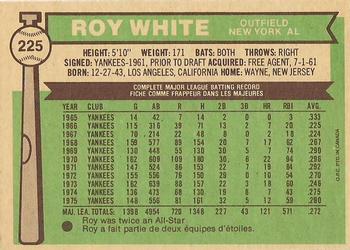 1976 O-Pee-Chee #225 Roy White Back