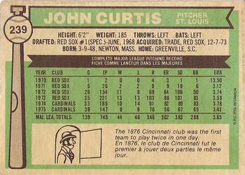 1976 O-Pee-Chee #239 John Curtis Back