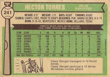 1976 O-Pee-Chee #241 Hector Torres Back