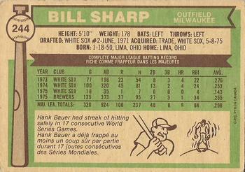 1976 O-Pee-Chee #244 Bill Sharp Back