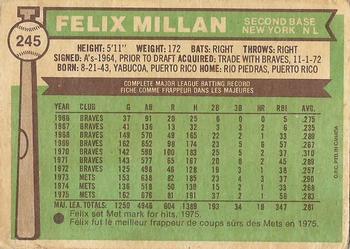 1976 O-Pee-Chee #245 Felix Millan Back