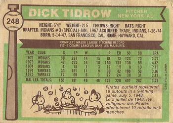 1976 O-Pee-Chee #248 Dick Tidrow Back