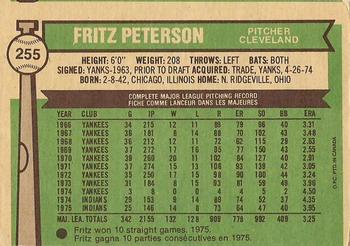 1976 O-Pee-Chee #255 Fritz Peterson Back