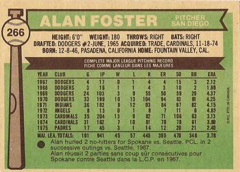 1976 O-Pee-Chee #266 Alan Foster Back