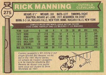 1976 O-Pee-Chee #275 Rick Manning Back