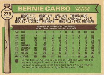 1976 O-Pee-Chee #278 Bernie Carbo Back