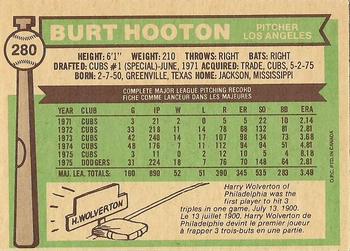1976 O-Pee-Chee #280 Burt Hooton Back