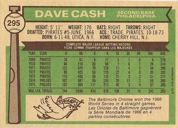 1976 O-Pee-Chee #295 Dave Cash Back