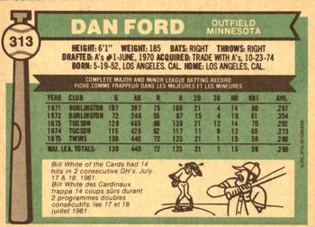 1976 O-Pee-Chee #313 Dan Ford Back