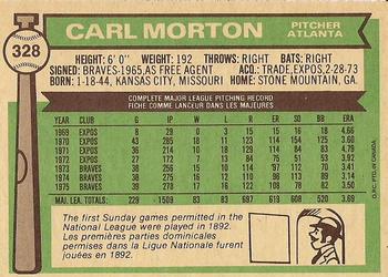 1976 O-Pee-Chee #328 Carl Morton Back