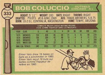1976 O-Pee-Chee #333 Bob Coluccio Back