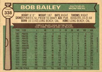 1976 O-Pee-Chee #338 Bob Bailey Back