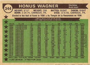 1976 O-Pee-Chee #344 Honus Wagner Back