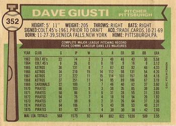 1976 O-Pee-Chee #352 Dave Giusti Back