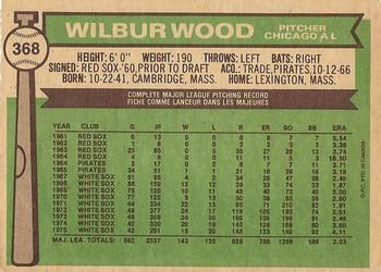 1976 O-Pee-Chee #368 Wilbur Wood Back
