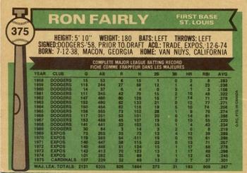 1976 O-Pee-Chee #375 Ron Fairly Back