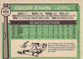 1976 O-Pee-Chee #403 Geoff Zahn Back