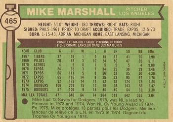 1976 O-Pee-Chee #465 Mike Marshall Back