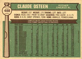1976 O-Pee-Chee #488 Claude Osteen Back