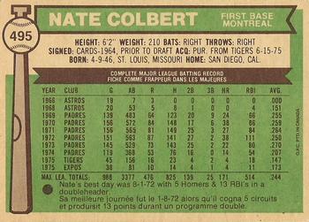 1976 O-Pee-Chee #495 Nate Colbert Back