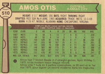1976 O-Pee-Chee #510 Amos Otis Back