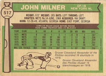 1976 O-Pee-Chee #517 John Milner Back